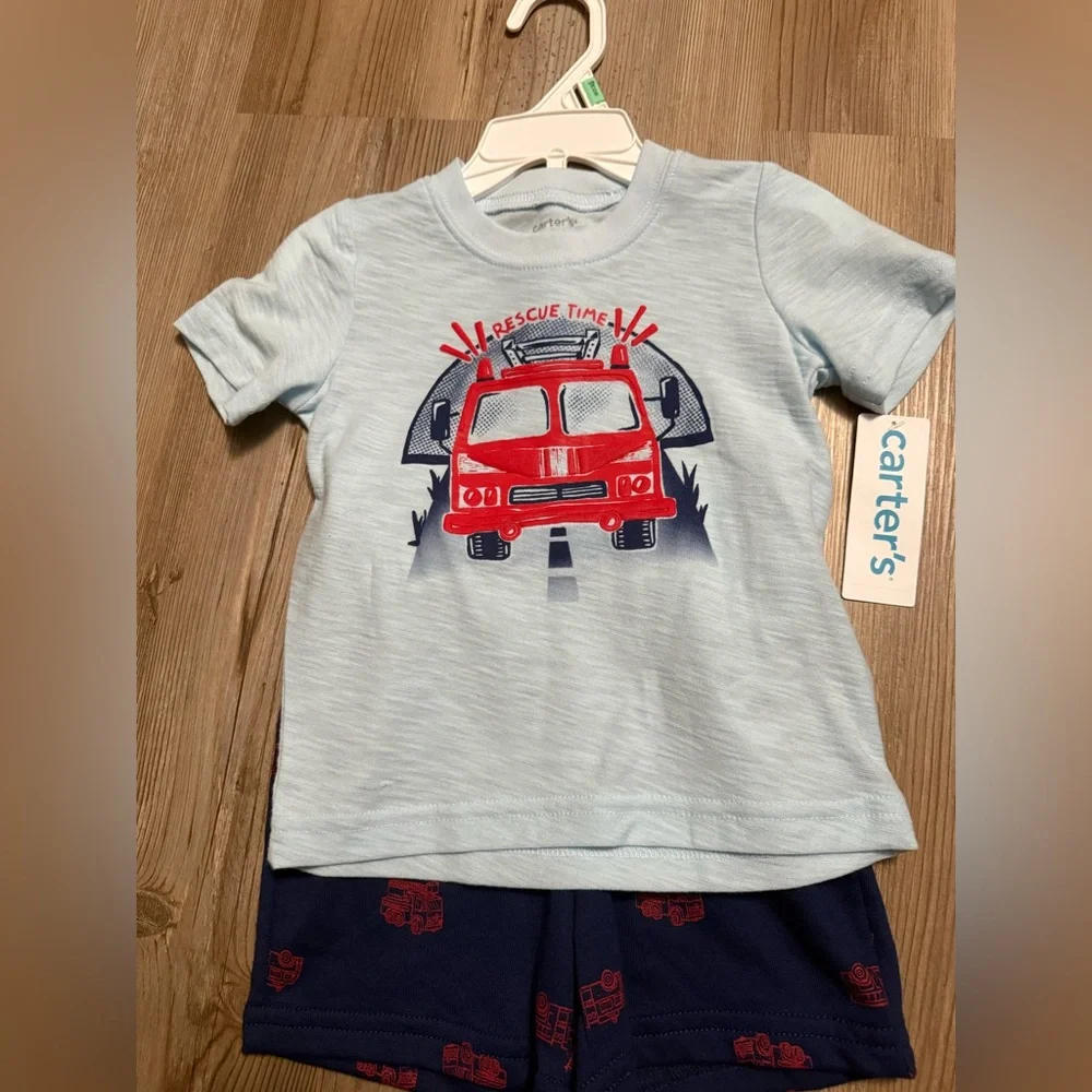 Carter's Sky Blue Tee with Red Graphic